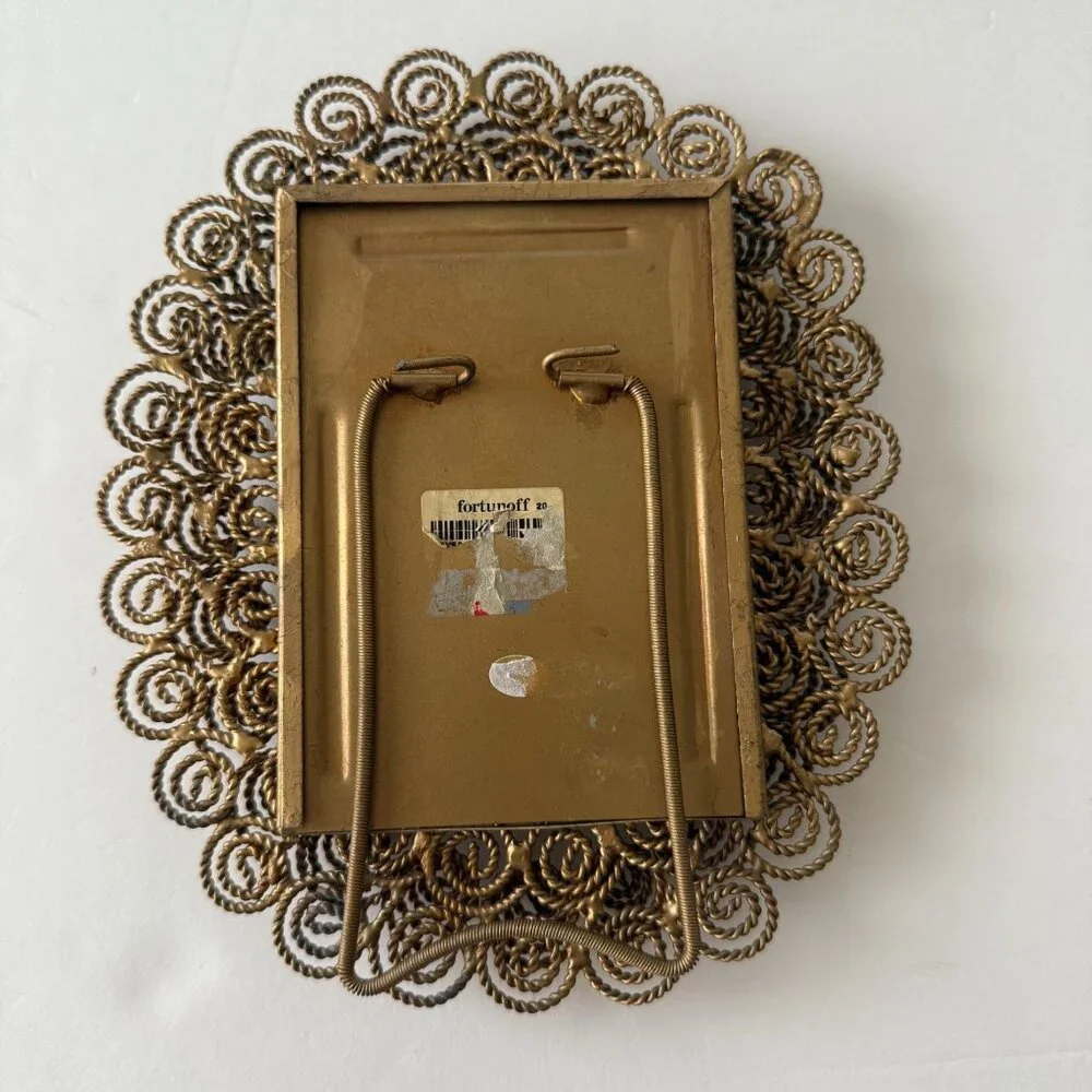 Vintage Fortunoff Brass Ornate Rectangular Photo Frame With Intricate Scroll